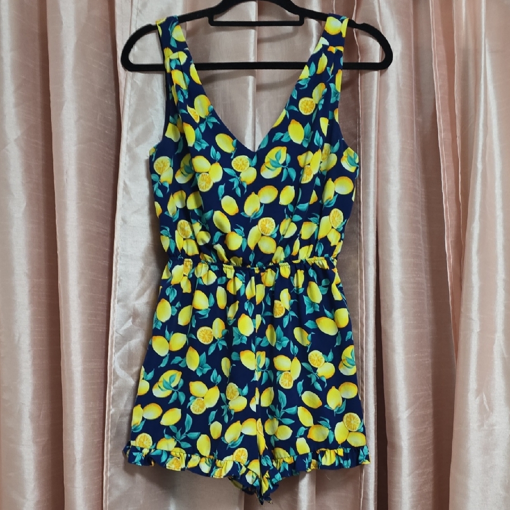 Blue Rain Lemon Print Bodysuit